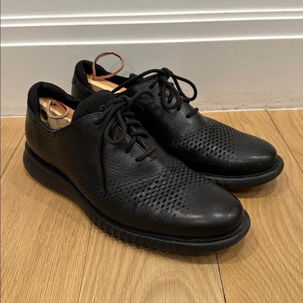 Cole Haan Men’s 2.Zerogrand Laser Wingtip Black Leather Dress Shoes